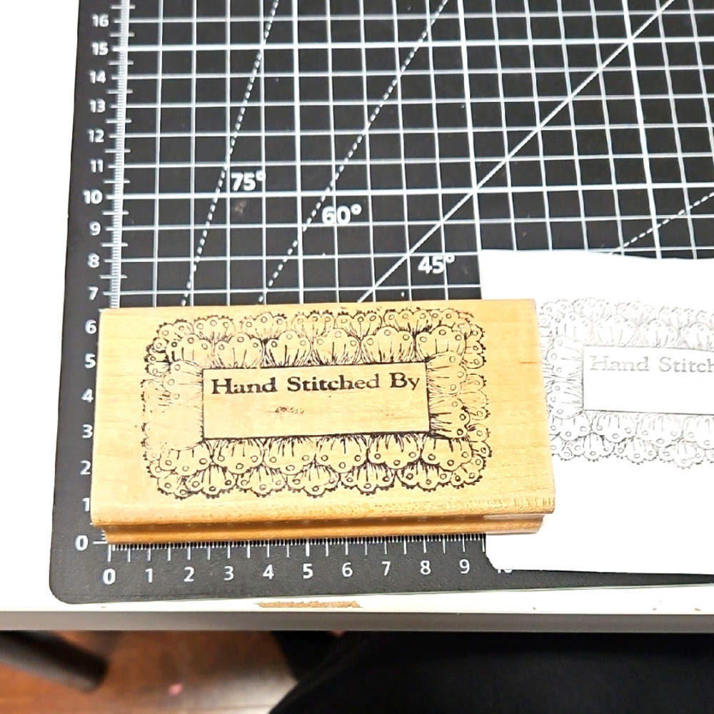 "Hand Stitched By" Wooden Stamp